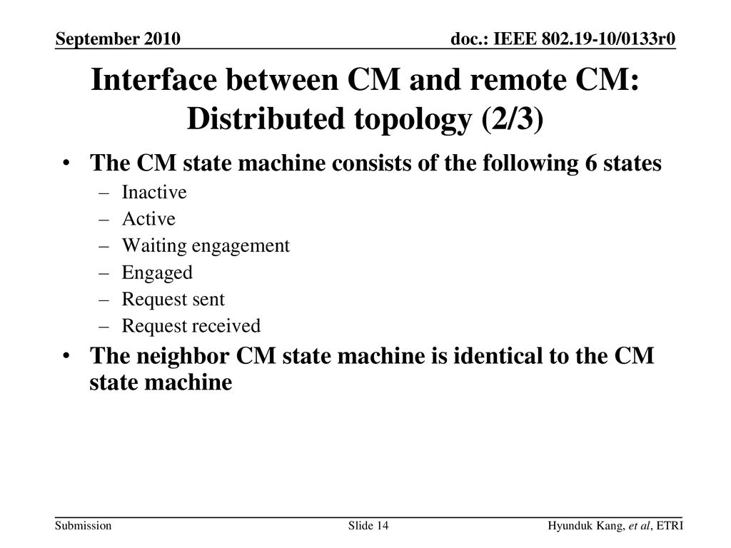 Interface between CM and remote CM: Distributed topology (2/3)