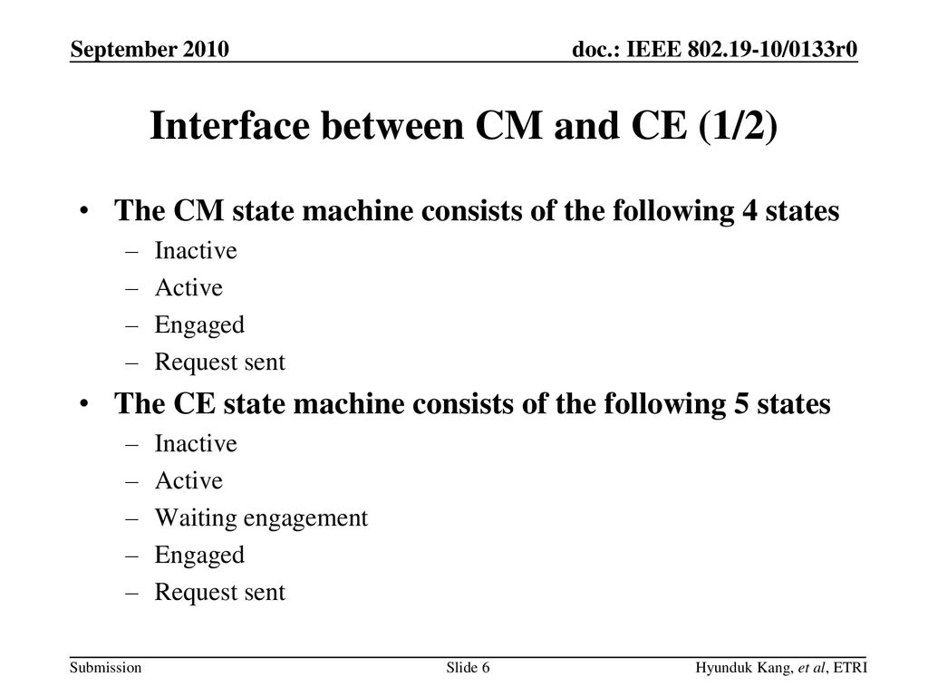 Interface between CM and CE (1/2)