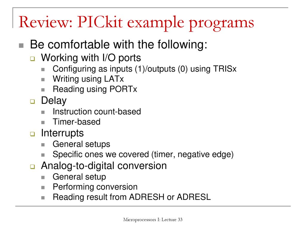 Review: PICkit example programs