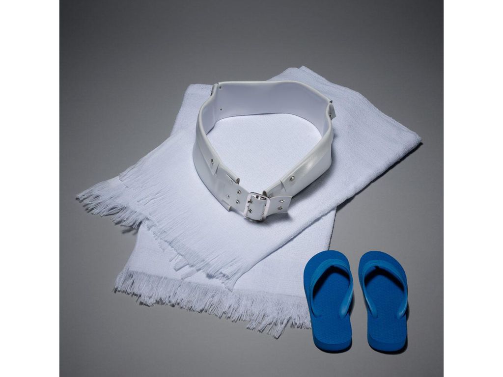 Man’s plain white ihram clothing and footwear, 2010.
