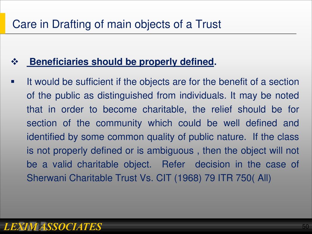 BENEFITS OF PRIVATE BENEFICIARY AND CHARITABLE TRUST - Ppt Download