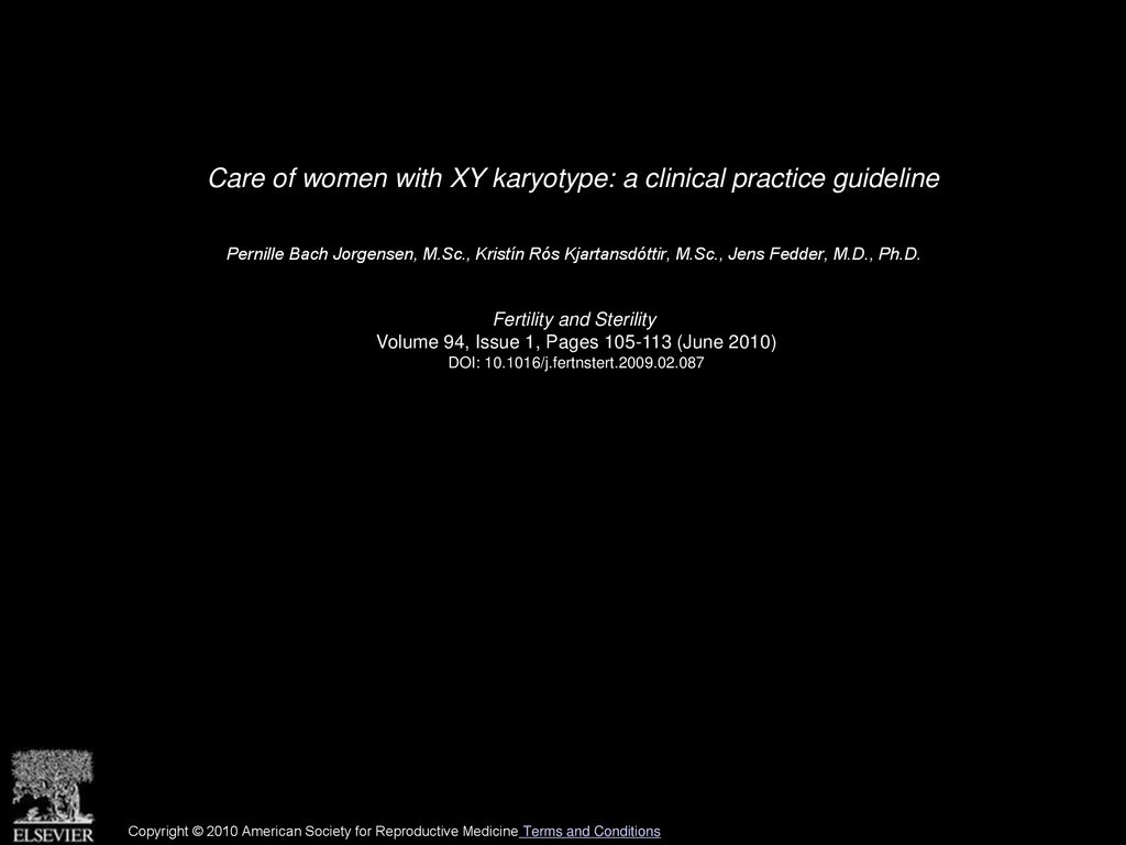 Care Of Women With Xy Karyotype A Clinical Practice Guideline Ppt Download