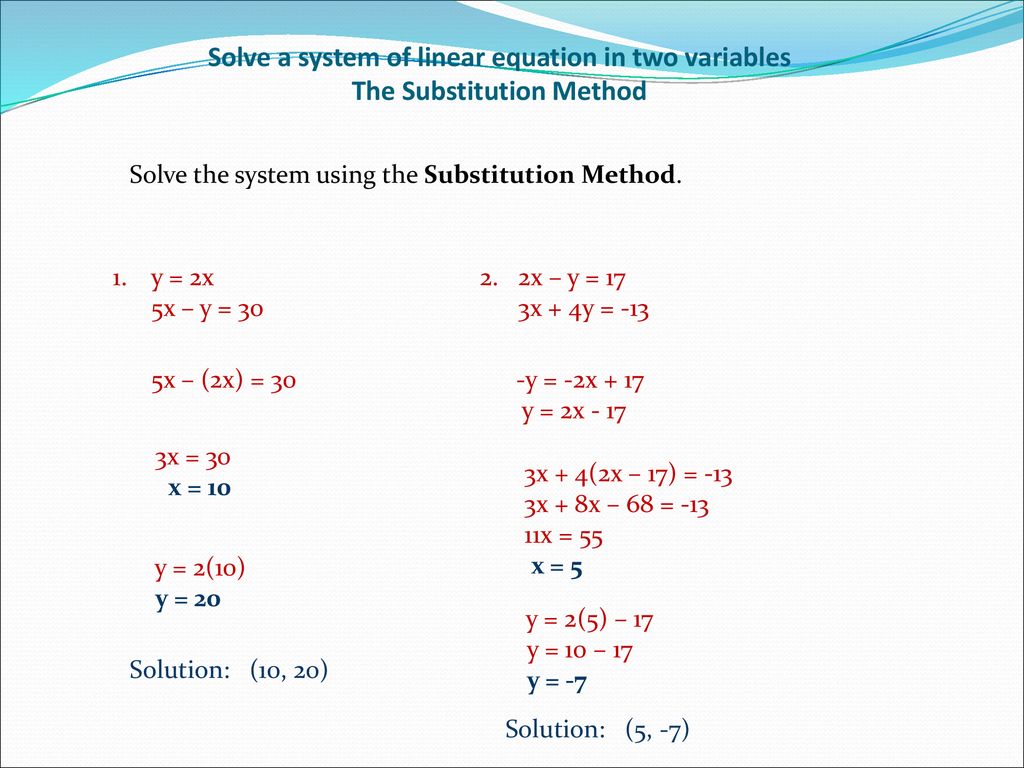 Solve A System Of Linear Equation In Two Variables Ppt Download