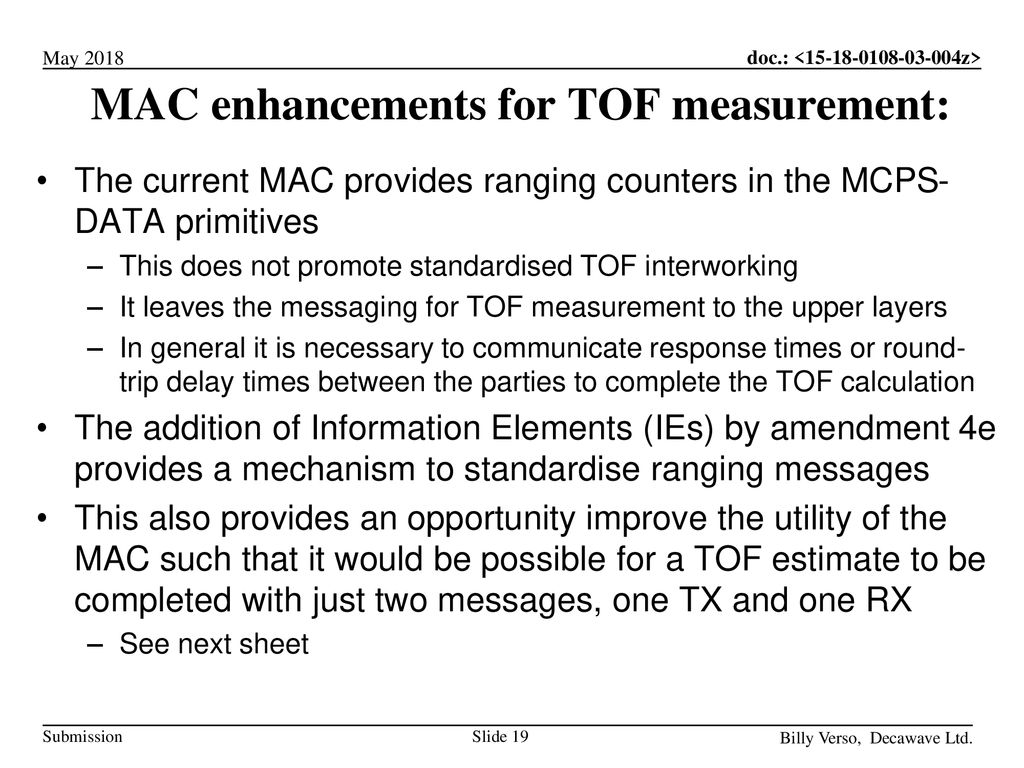 MAC enhancements for TOF measurement: