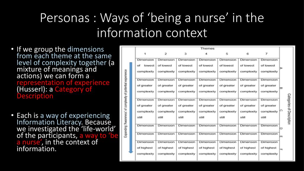 Personas : Ways of ‘being a nurse’ in the information context
