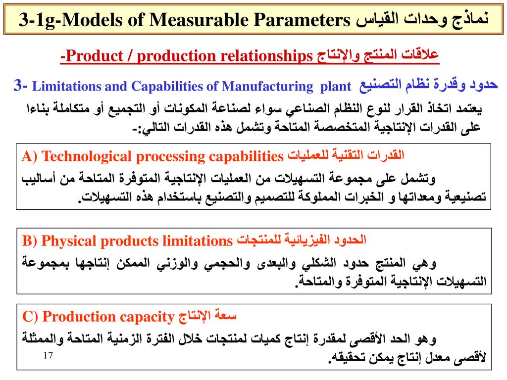 3-1g-Models of Measurable Parameters نماذج وحدات القياس