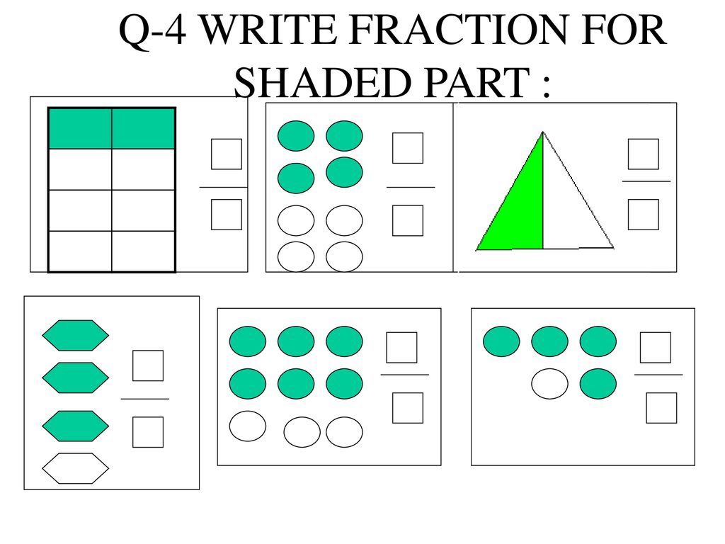 Q-4 WRITE FRACTION FOR SHADED PART :