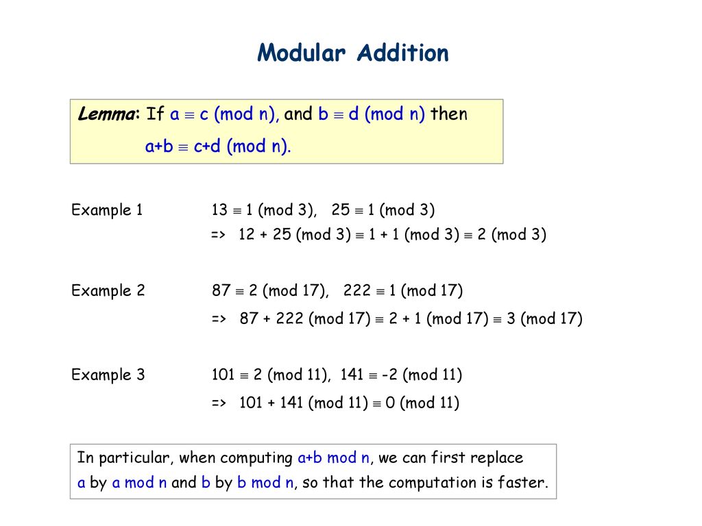 Modular Arithmetic I Lecture 9: Oct ppt download