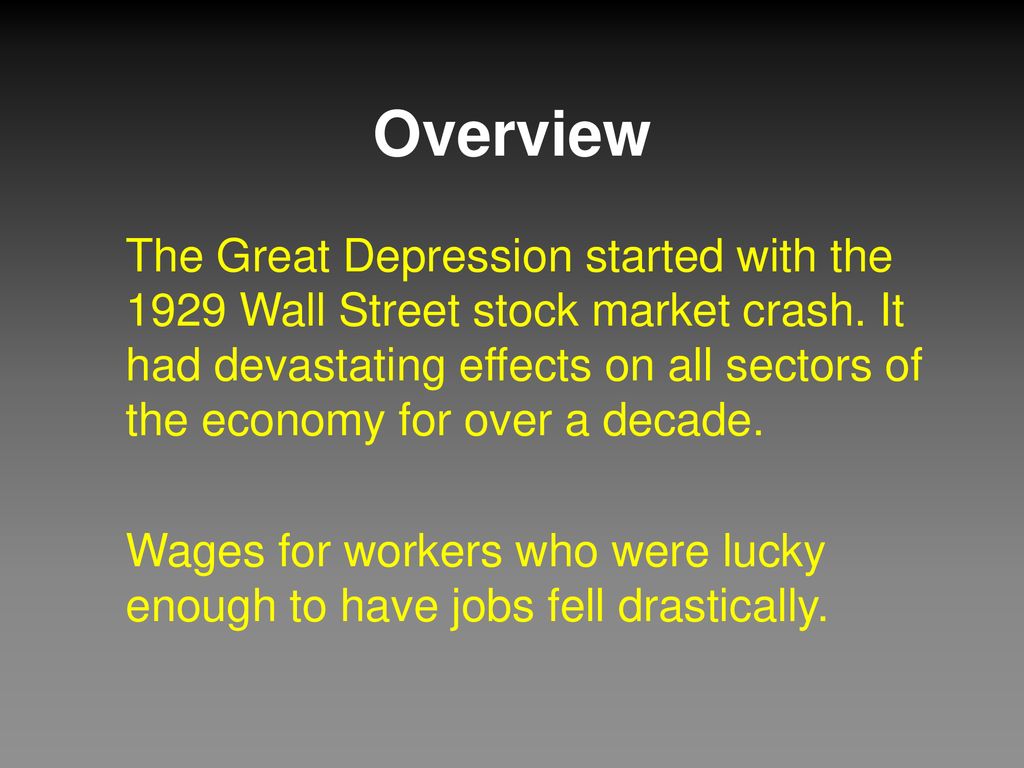 The Great Depression 1929 Ppt Download