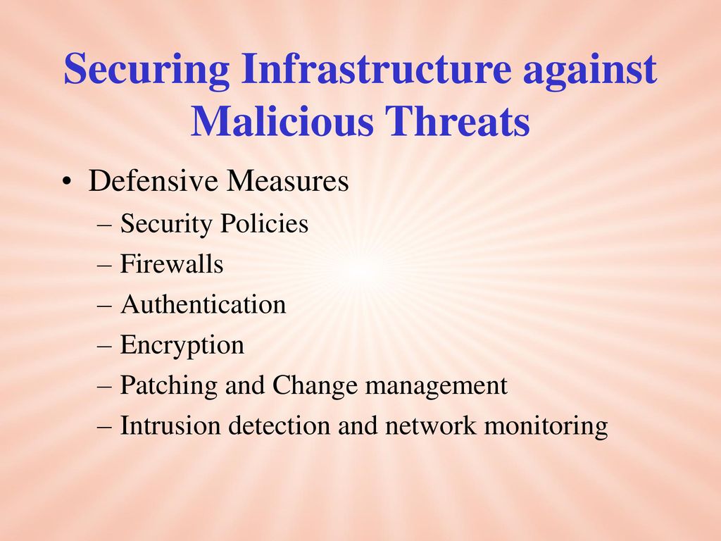 Securing Infrastructure against Malicious Threats