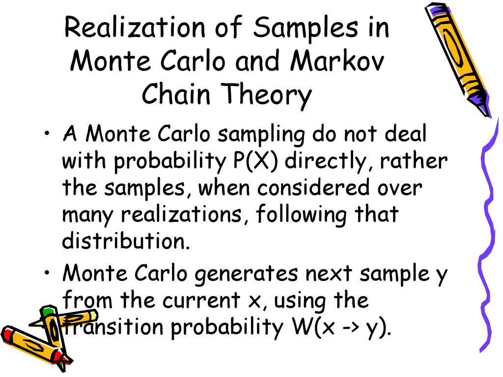 Realization of Samples in Monte Carlo and Markov Chain Theory