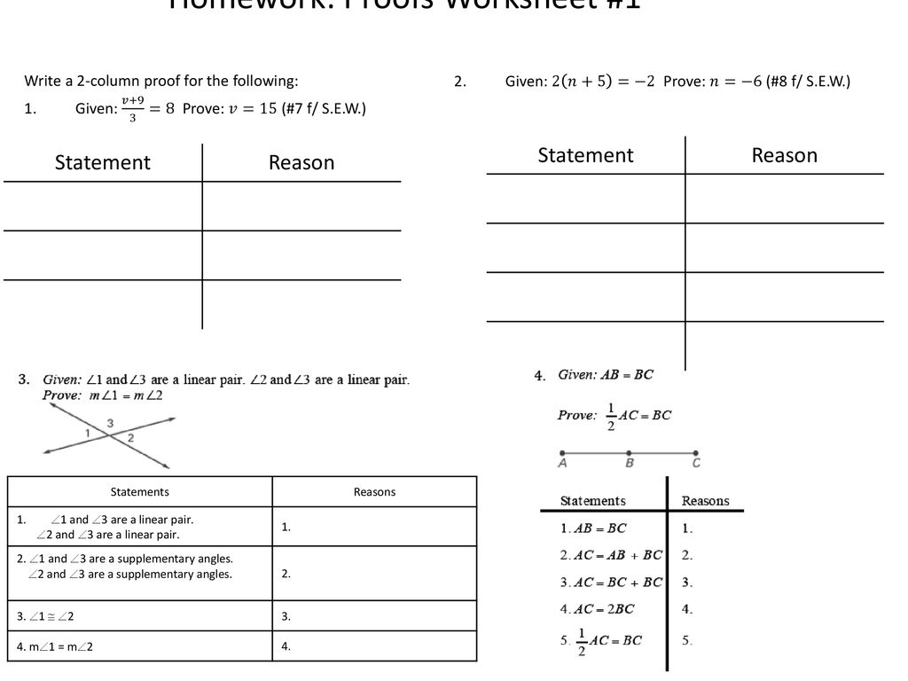 Agenda EQ: How do we write 22-column Geometric Proofs? Agenda - ppt Intended For Geometry Proof Practice Worksheet