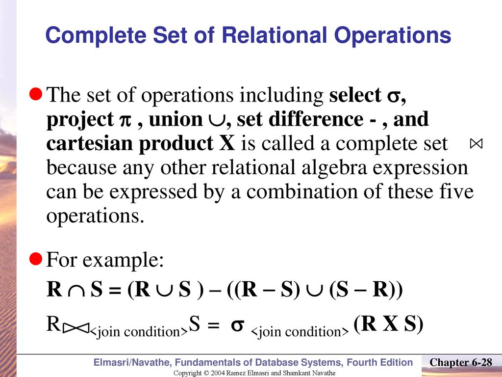 Complete Set of Relational Operations