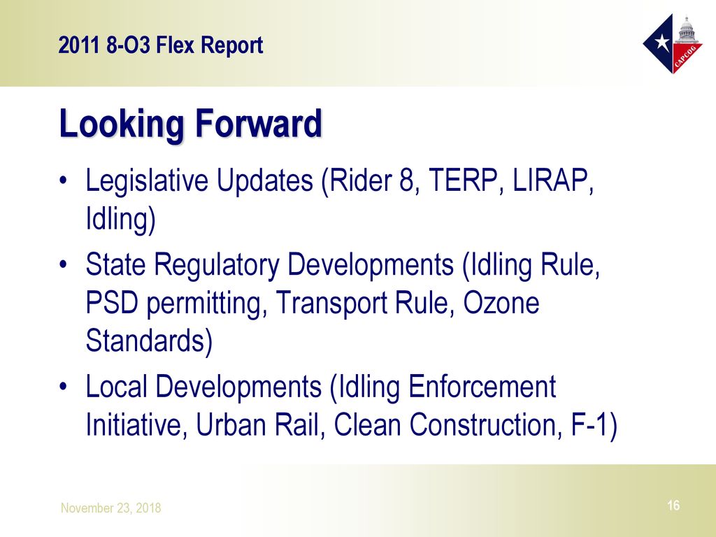 Looking Forward Legislative Updates (Rider 8, TERP, LIRAP, Idling)