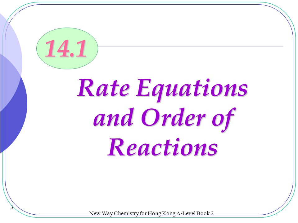Rate Equations and Order of Reactions