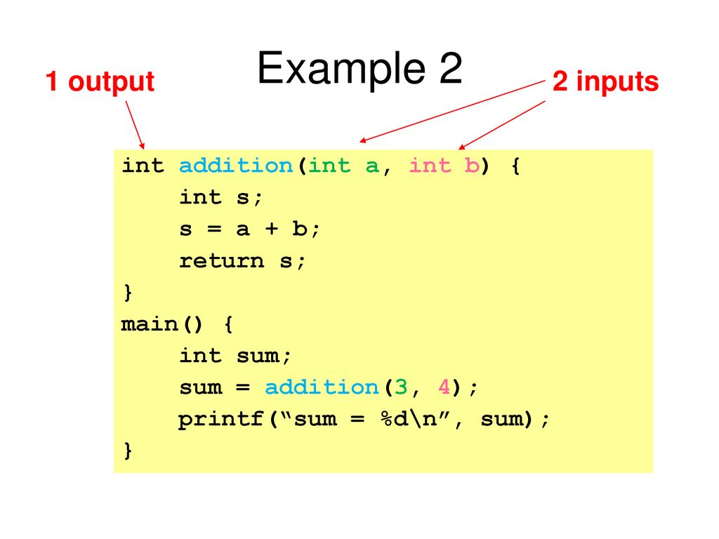 Return x 2. INT... = A + B;. INT(1⁄2). A INT input b INT. Printf в си.