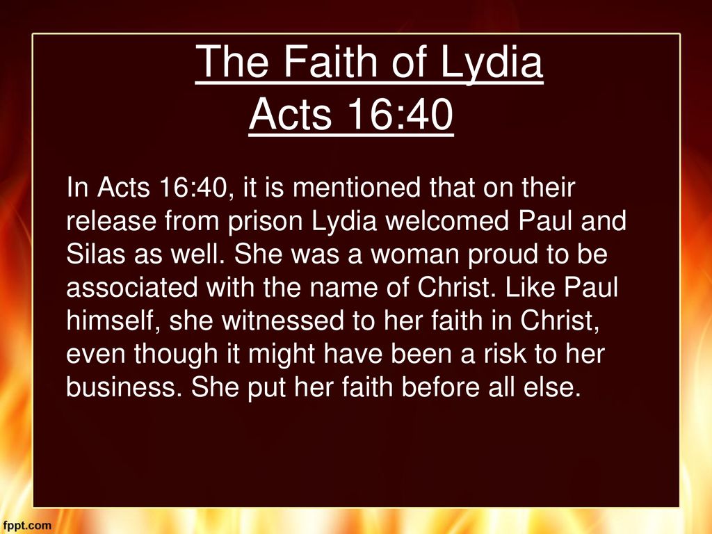 The Faith of Lydia Acts 16:40
