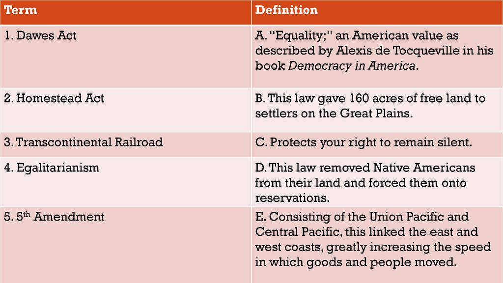 Term Definition 1. Dawes Act ppt download