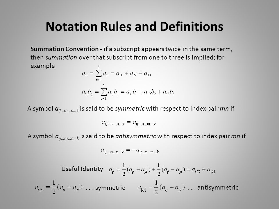 Notation Rules and Definitions.