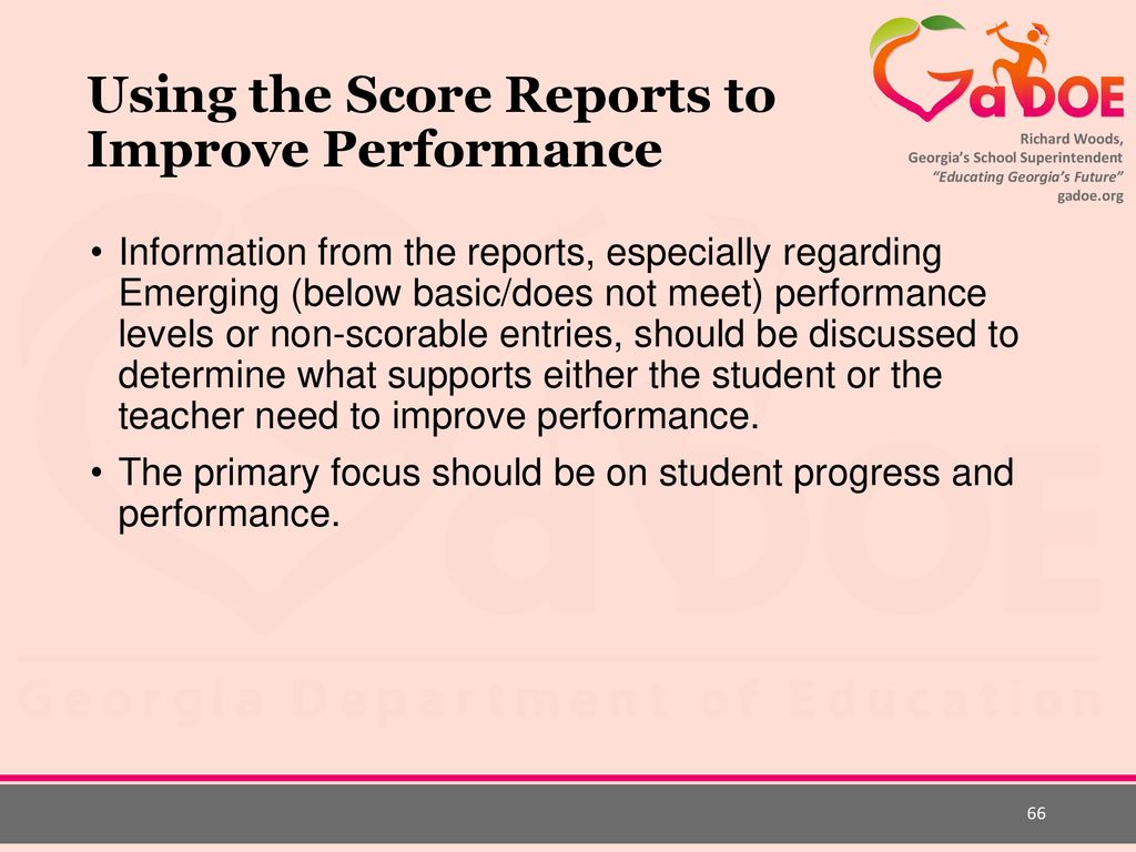 Using the Score Reports to Improve Performance