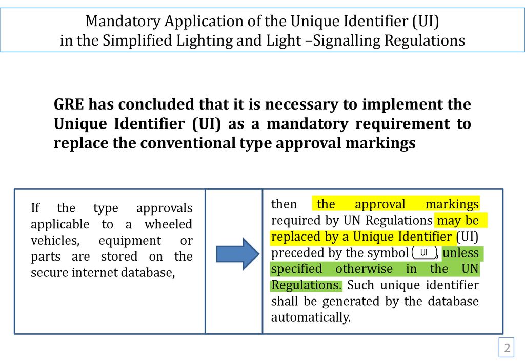 Mandatory application of the unique identifier ui ppt download
