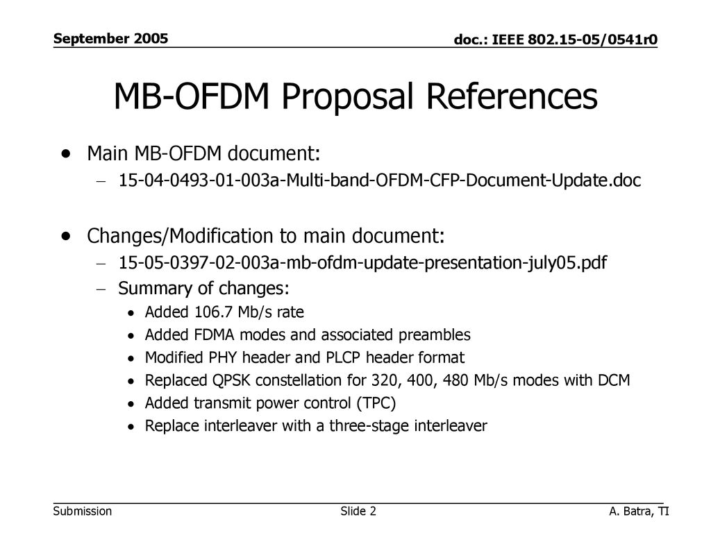MB-OFDM Proposal References
