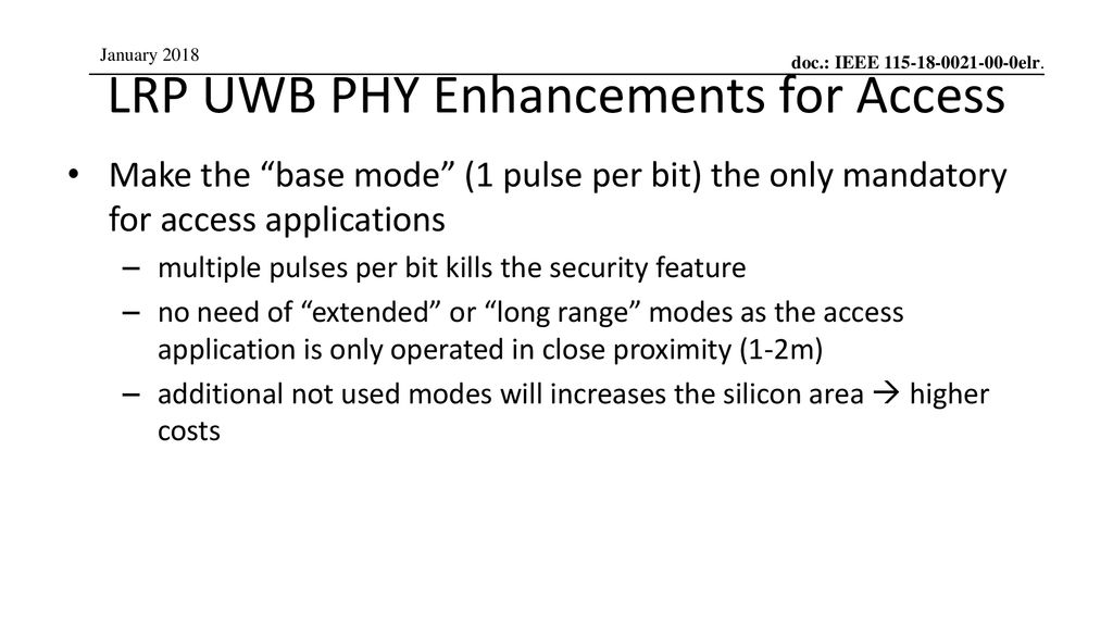 LRP UWB PHY Enhancements for Access