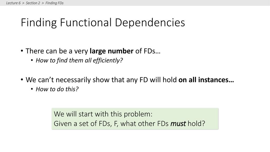 Finding Functional Dependencies