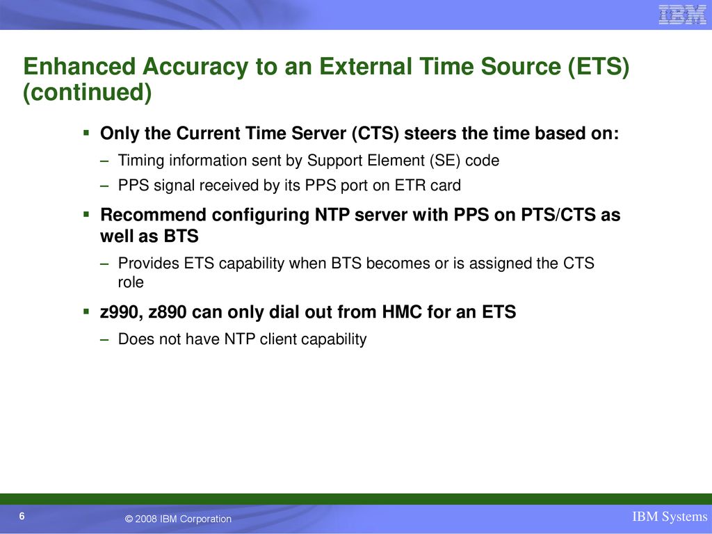 Enhanced Accuracy to an External Time Source (ETS) (continued)