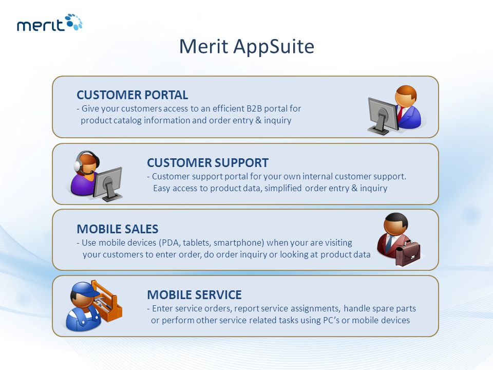 Merit AppSuite CUSTOMER PORTAL CUSTOMER SUPPORT MOBILE SALES