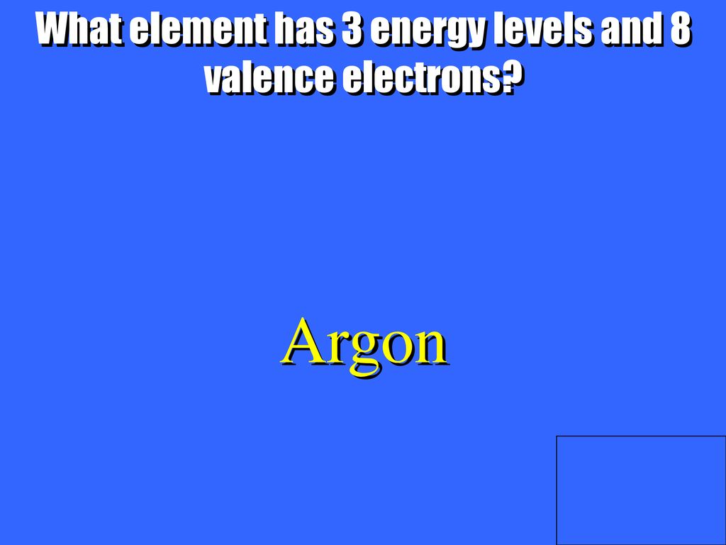 What element has 3 energy levels and 8 valence electrons