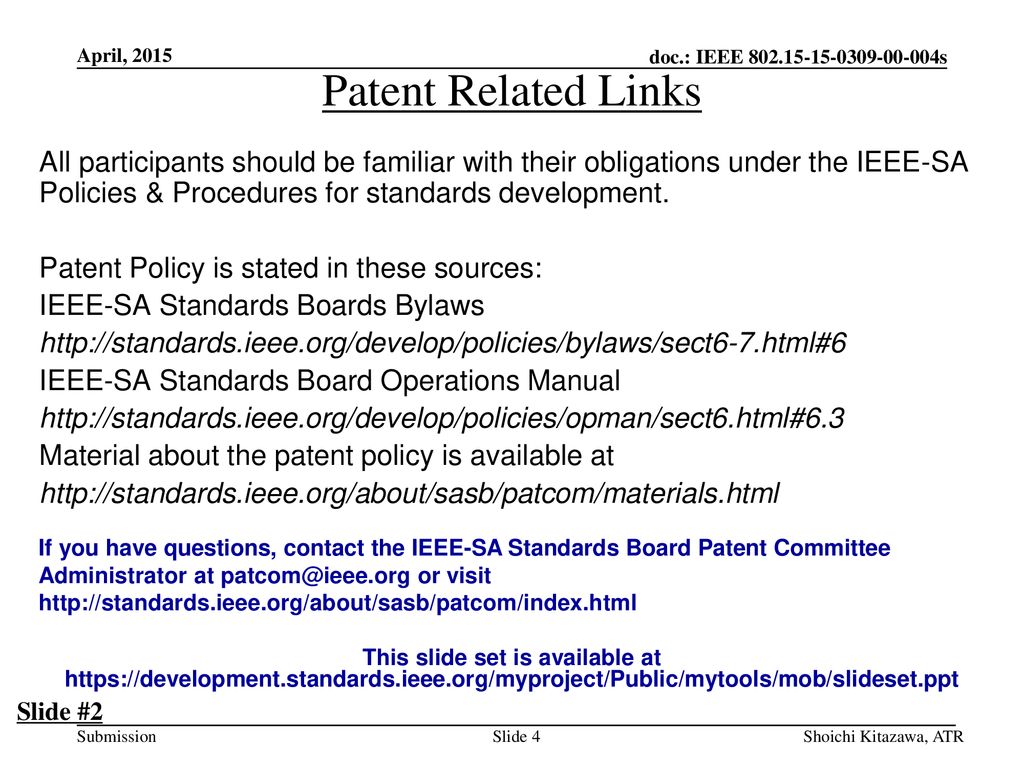 April, 2015 Patent Related Links.