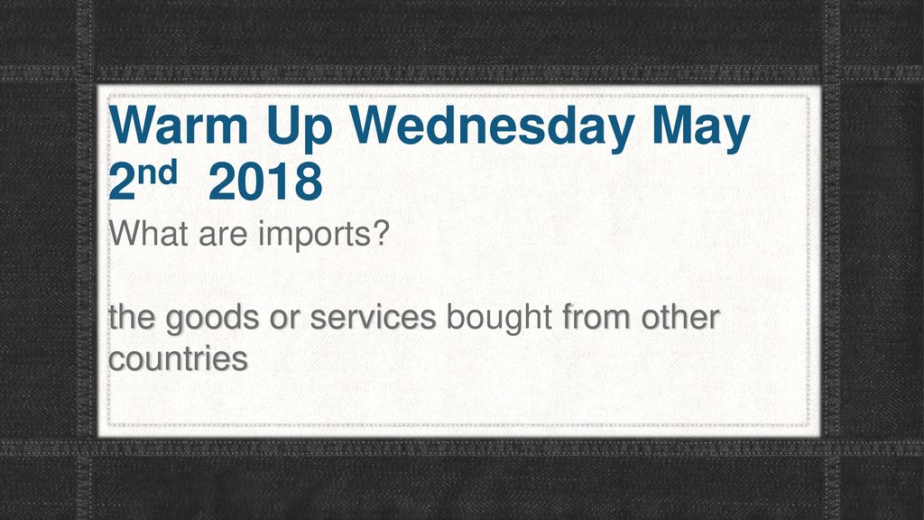 Warm Up Wednesday May 2nd 2018