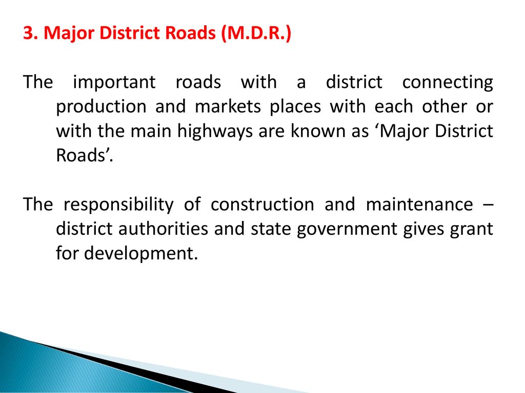 3. Major District Roads (M. D. R