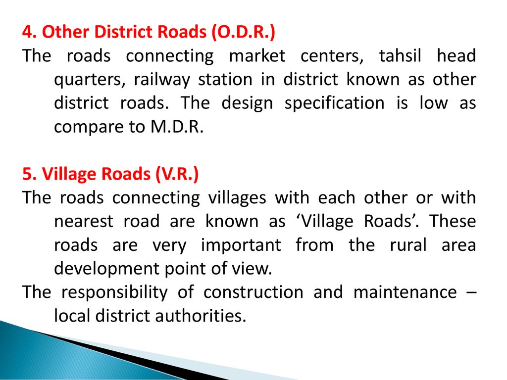 4. Other District Roads (O. D. R