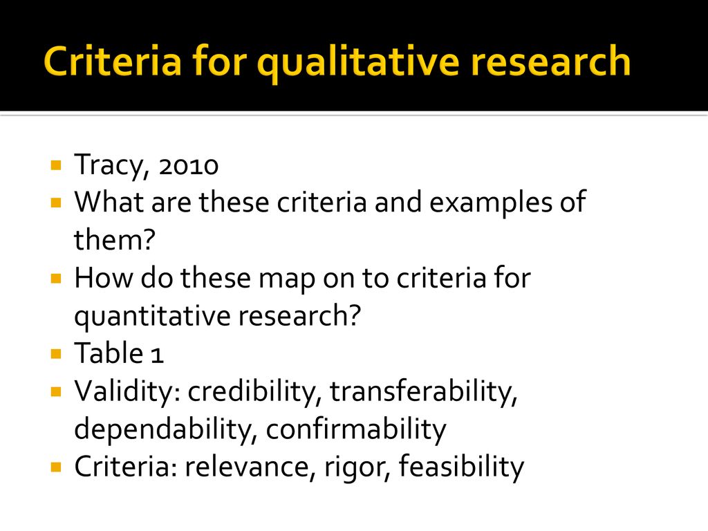 Criteria for qualitative research