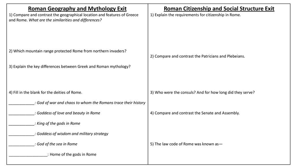 Roman Geography and Mythology Exit - ppt download