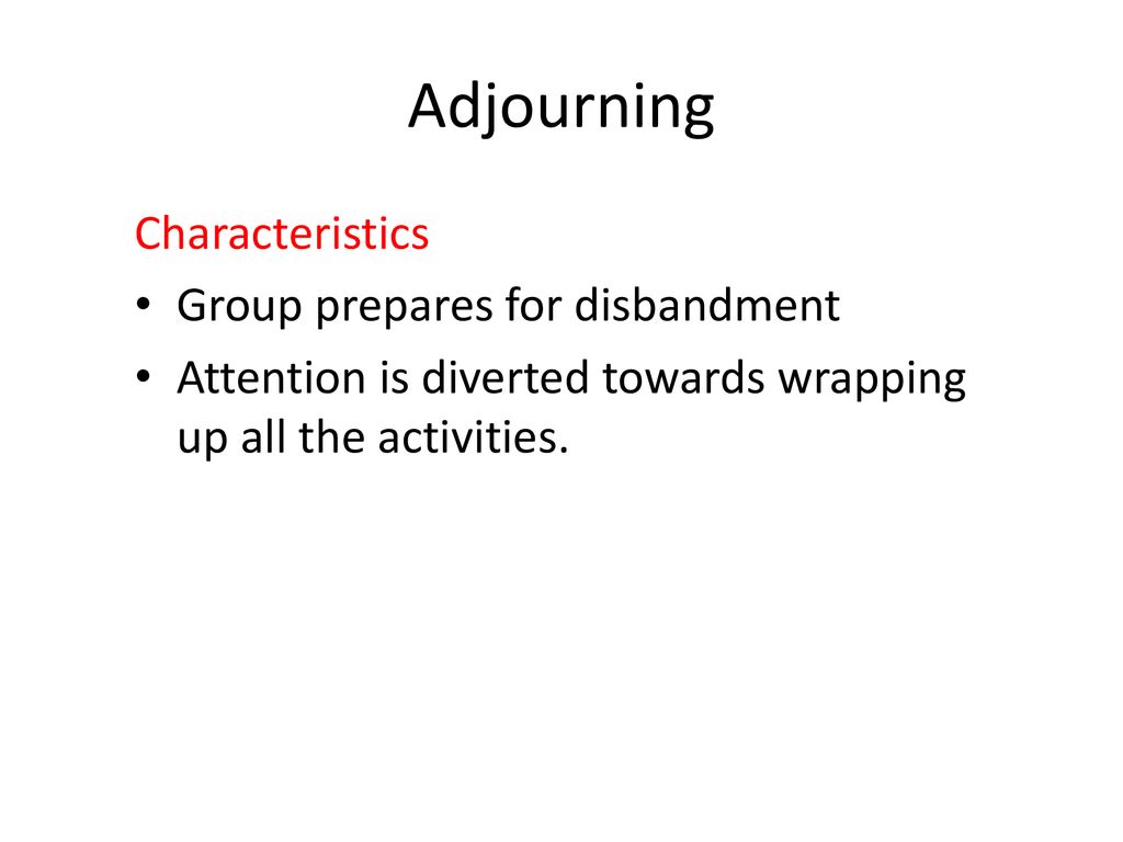Adjourning Characteristics Group prepares for disbandment