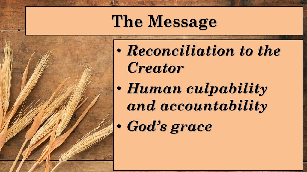 The Message Reconciliation to the Creator