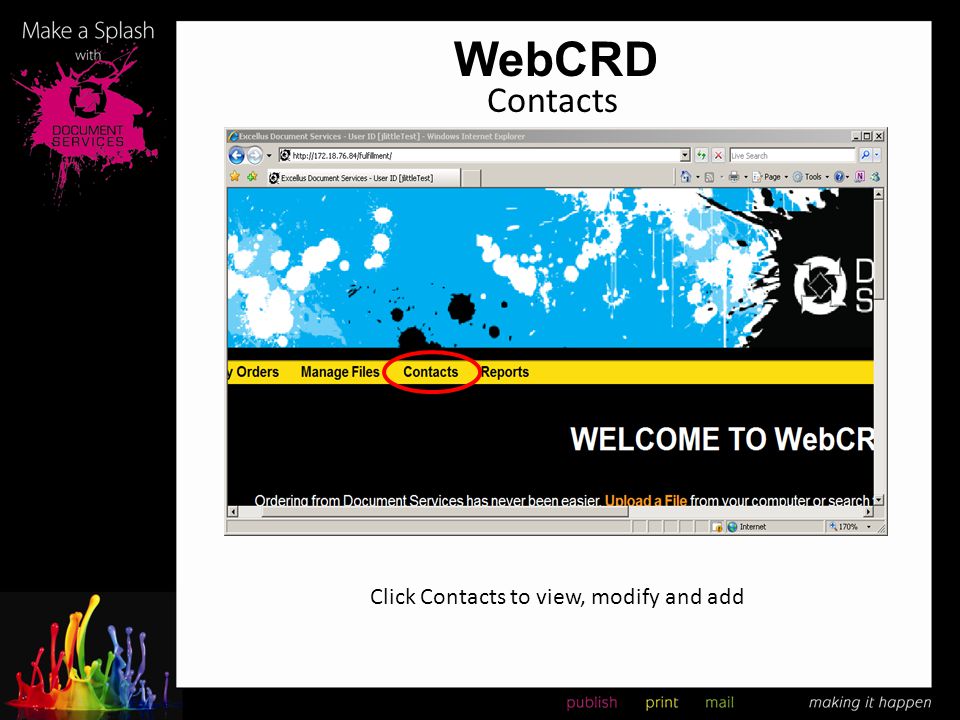 WebCRD Contacts Click Contacts to view, modify and add