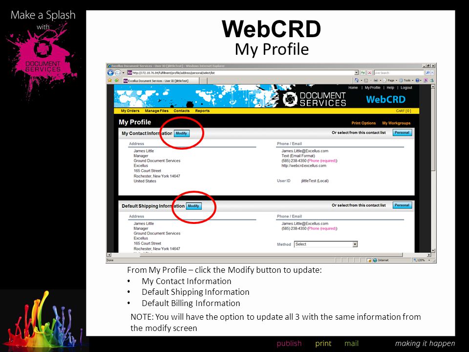 WebCRD My Profile From My Profile – click the Modify button to update: