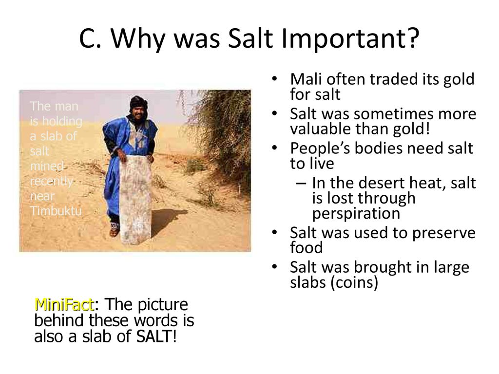 Mali Question # 3 Why do you think salt is important? - ppt download