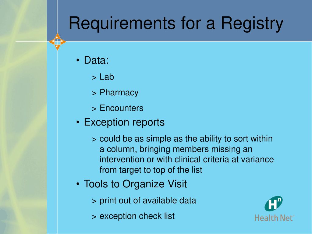 Requirements for a Registry