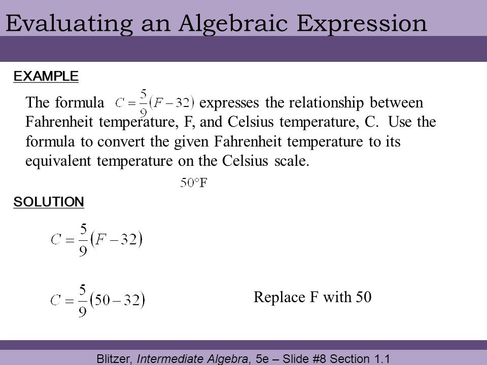 Blitzer, Intermediate Algebra, 5e – Slide #8 Section 1.1