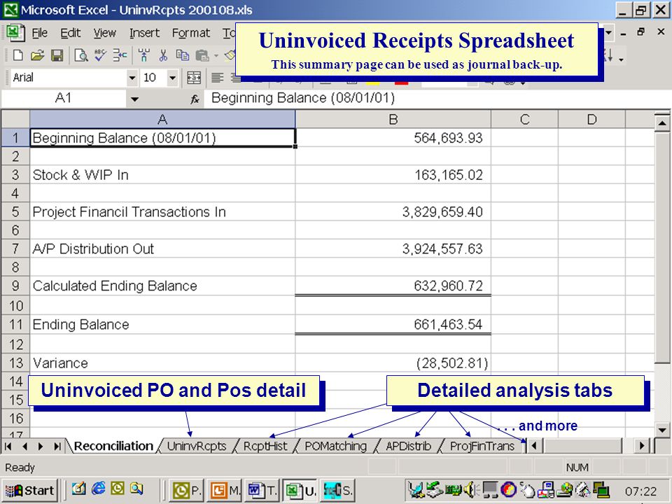 Uninvoiced Receipts Spreadsheet