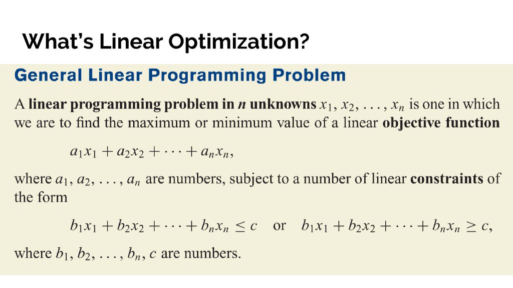 Linear Optimization The Punch Line. - ppt download