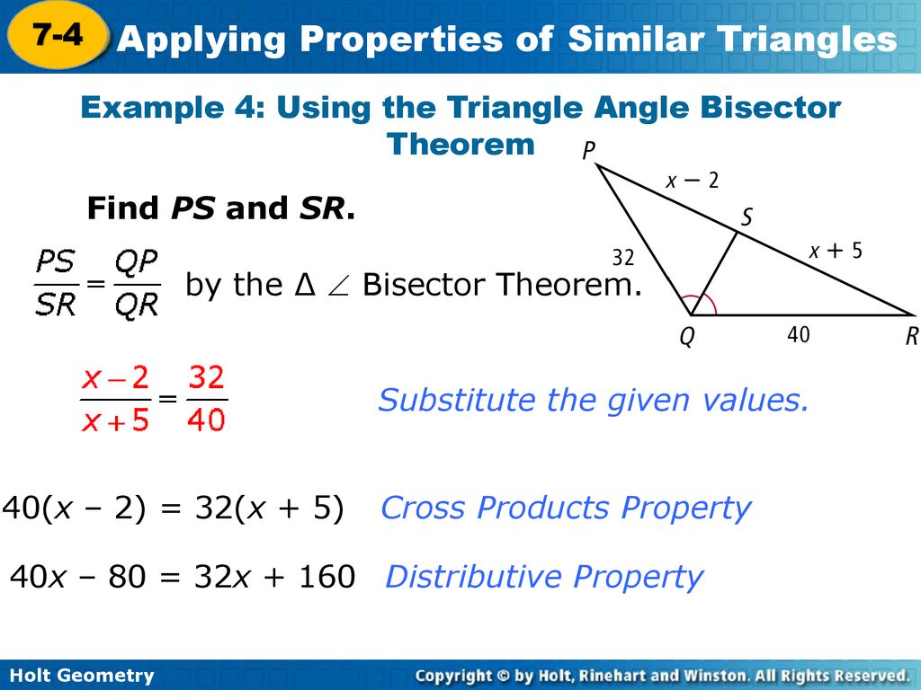 Example 4: Using the Triangle Angle Bisector Theorem