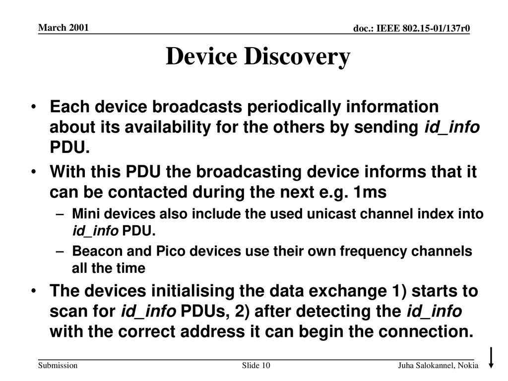 <month year> doc.: IEEE <01/137> March Device Discovery.