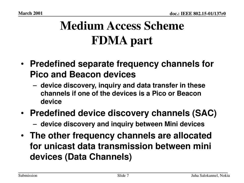Medium Access Scheme FDMA part