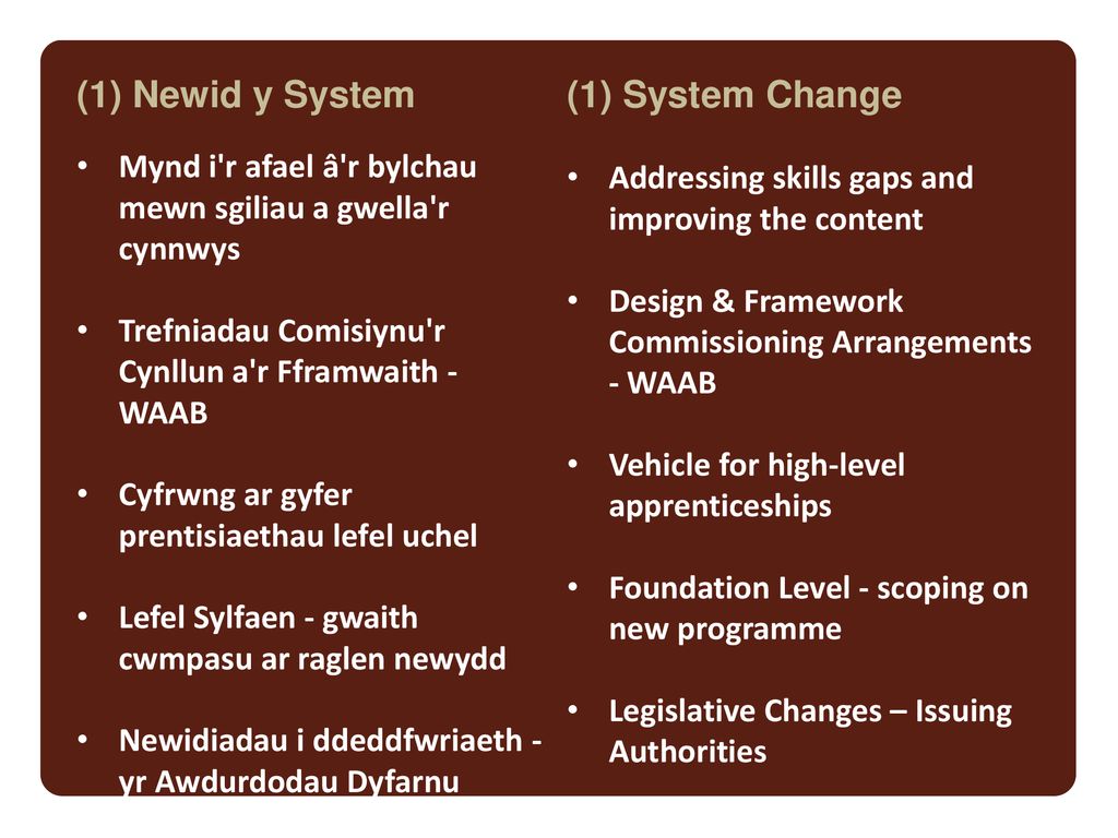 (1) Newid y System (1) System Change